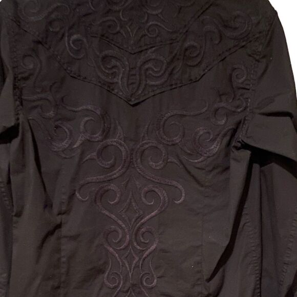 Toku Black Embroidered Long Sleeve Button Up Shirt Size Small - Picture 2 of 8